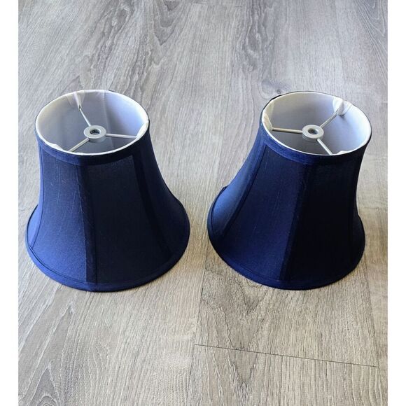 Blue Satin Fabric Lamp Shade Spider Fitter / 6 3/4" Tall Traditional - Picture 1 of 5